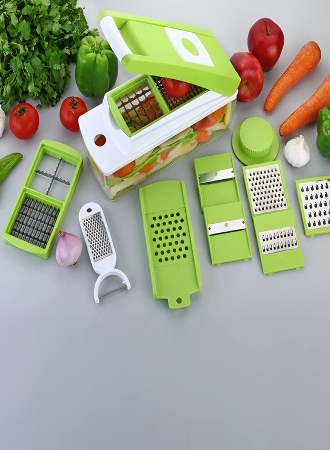 Ganesh ABS Plastic Fruit & Vegetable Chopper Slicer Dicer Grater 14 in 1 (Green) - Image 4